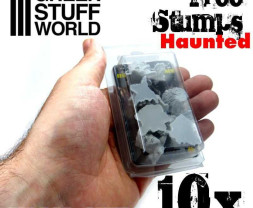 Resin Small Haunted Tree Stumps – resinové pne s motívmi tvárí (10 ks)