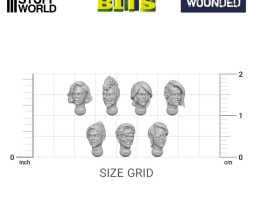 Resin Female Heads Wounded – resinové ženské hlavy s popáleninami (14 ks)
