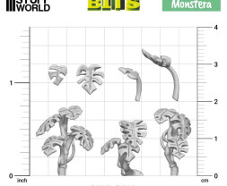 3D Printed Set Monstera Plant – 3D tlačená rastlina Monstera (30 ks)