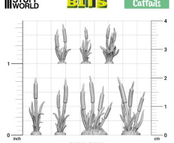 3D Printed Set Cattails Plants – 3D tlačený orobinec a trstina (30 ks)