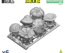 3D Printed Set Chunky Mushrooms XL – 3D tlačené hrubé huby XL (6 ks)