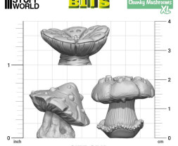 3D Printed Set Chunky Mushrooms XL – 3D tlačené hrubé huby XL (6 ks)