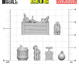 3D Printed Resin Set Old World Explosives – resinové nálože a odpaľovacie zariadenia (30 ks)