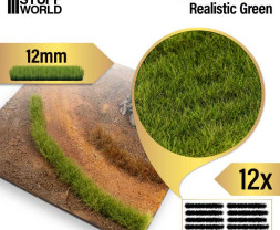 Grass Strips – samolepiace trávne prúžky, realistická zelená tráva 12mm (12 ks)